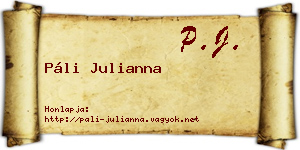 Páli Julianna névjegykártya